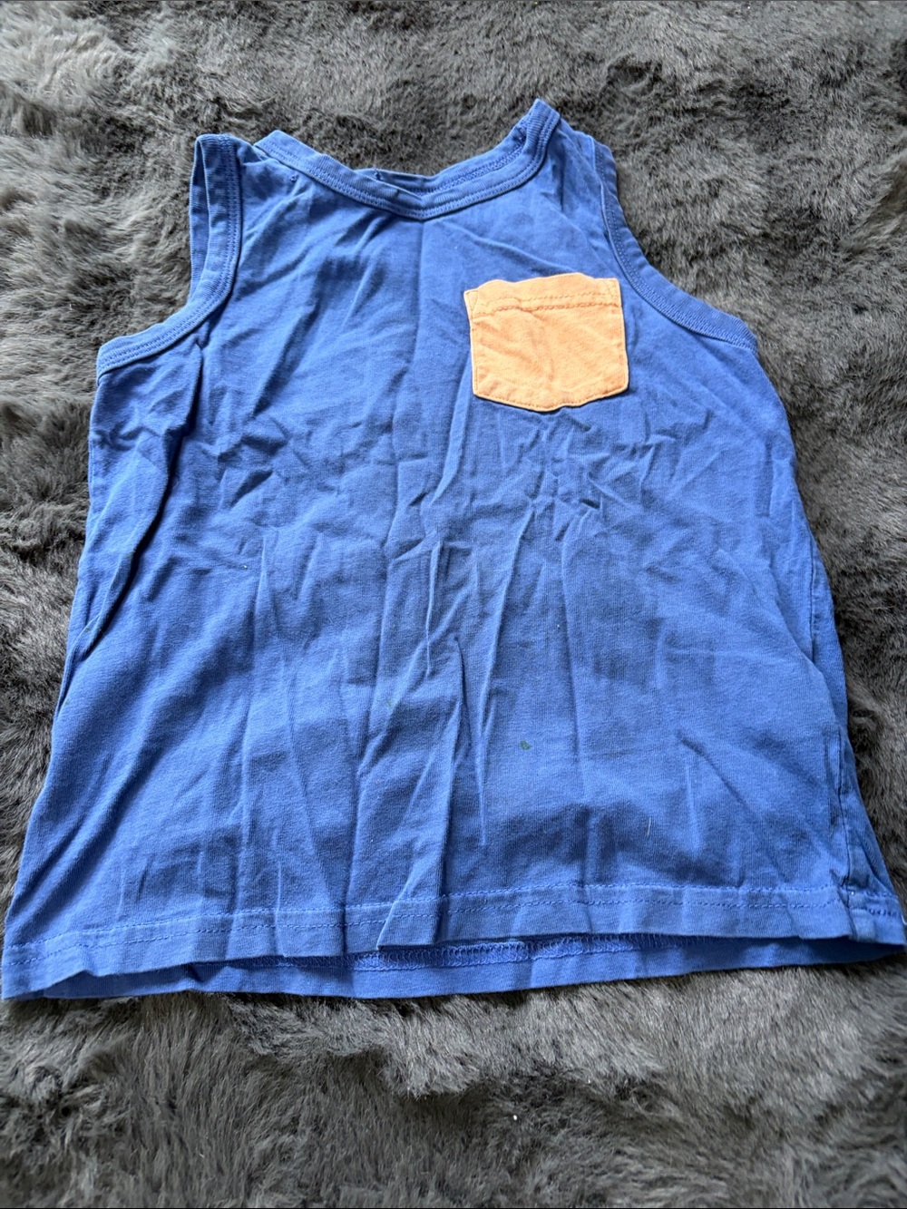 Blue Kids Tank Top with Contrasting Pocket